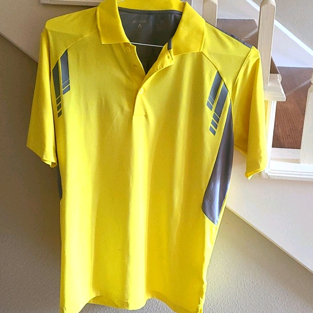 Mens yellow/gray golf shirt By Antigua. Good Condition. - Picture 1 of 10